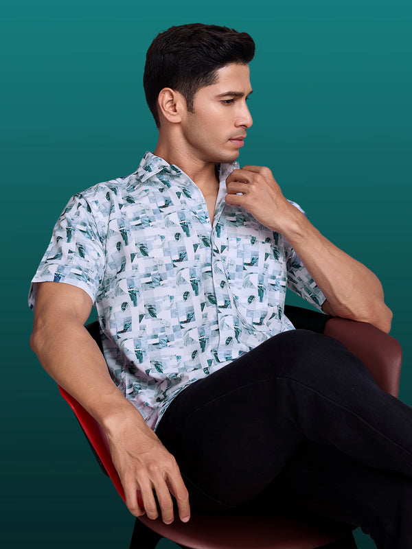 Blue Accent White Shirt