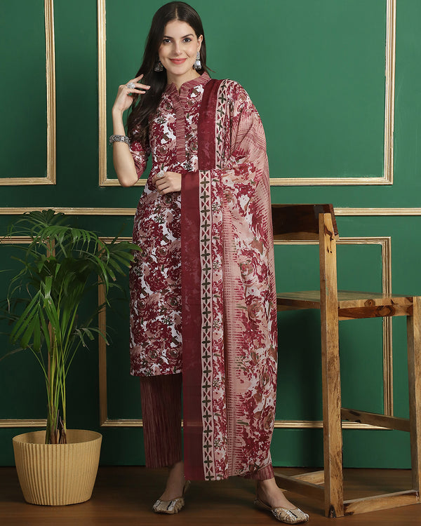 Burgundy Bliss Kurta Set - Set of 3