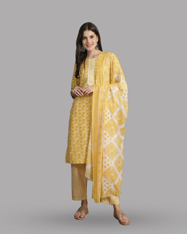 Sunshine Yellow Kurta Set - Set of 3