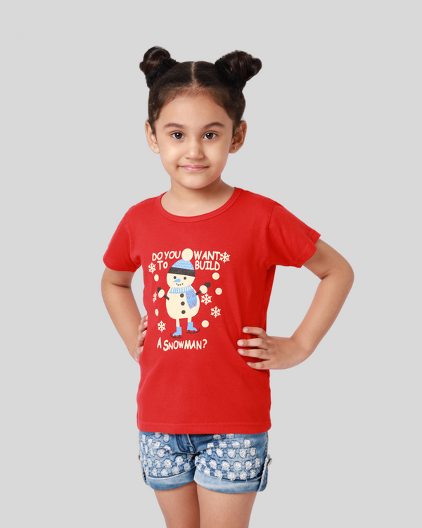 Girls Red Printed T-shirt