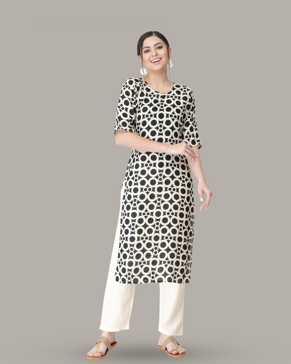 Ring Pattern Black Kurta With Pant