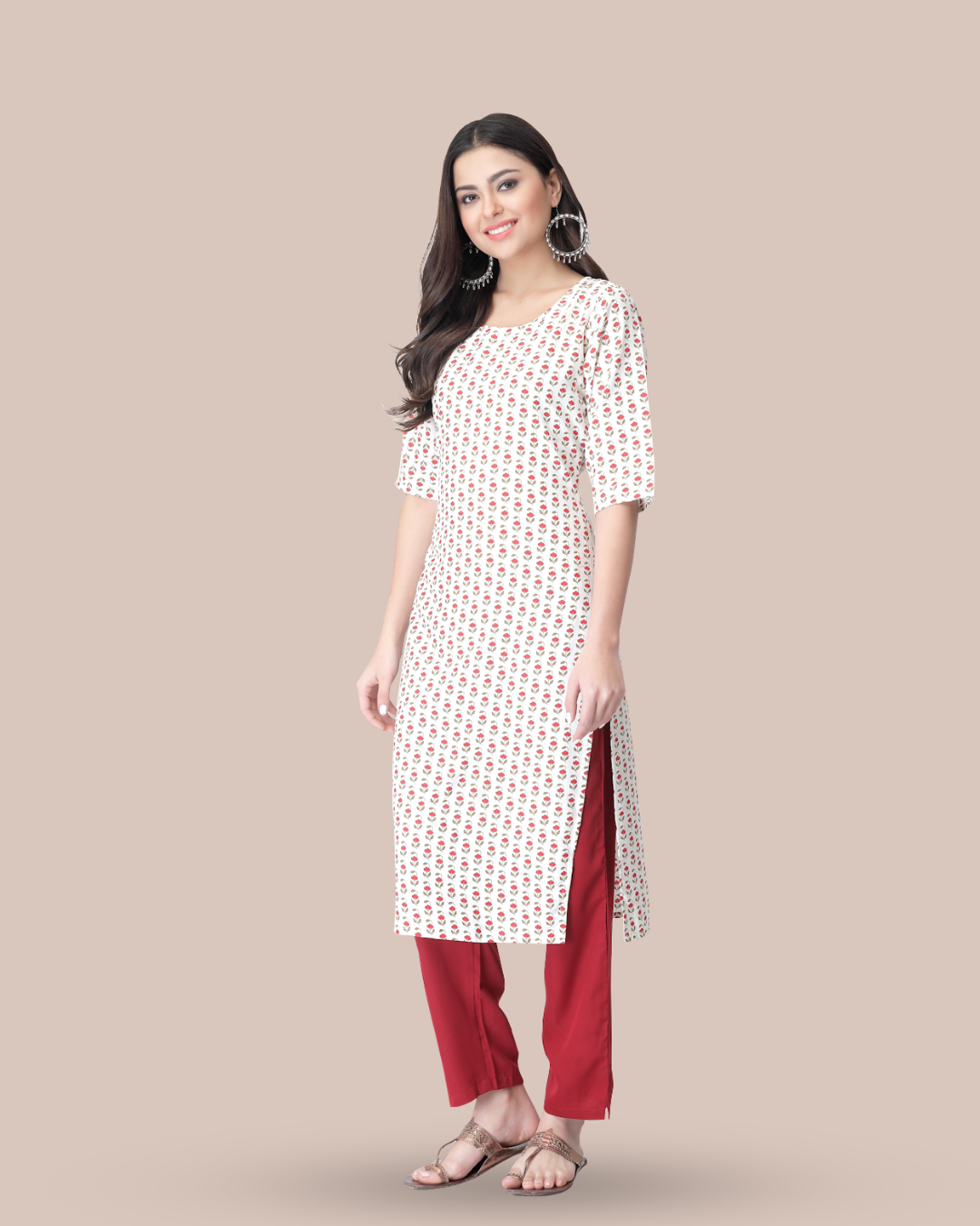 Cherry Blossom White Printed Kurta With Pant