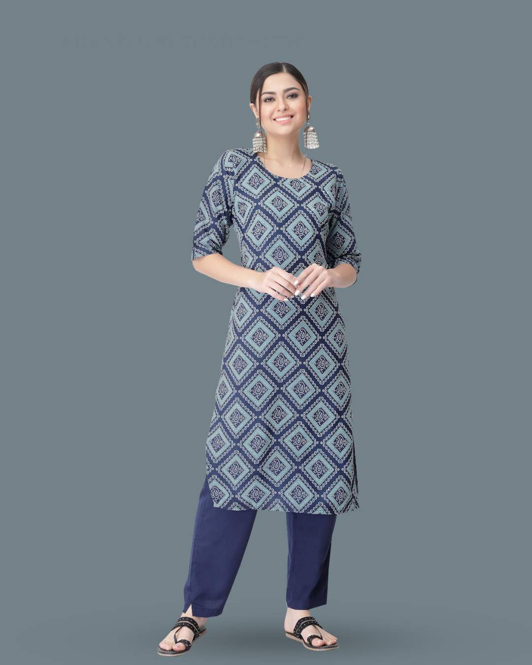 Blue Sapphire Block Printed Kurta With Pant
