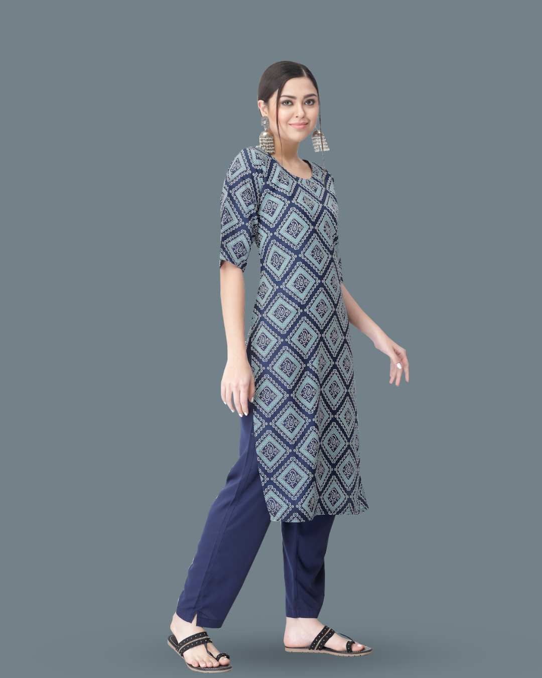 Blue Sapphire Block Printed Kurta With Pant