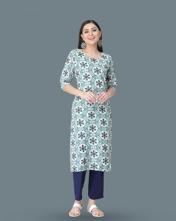 Green Meadow Floral Kurta With Pant