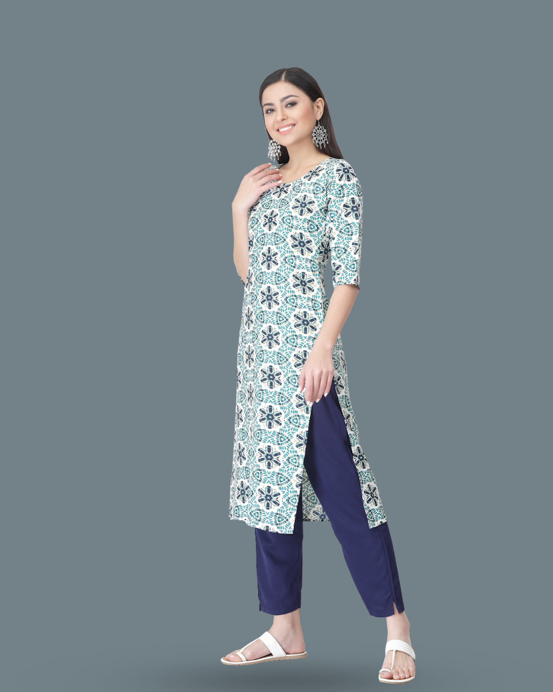 Green Meadow Floral Kurta With Pant