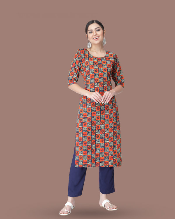 Charcoal and Sunset Kurta With Pant