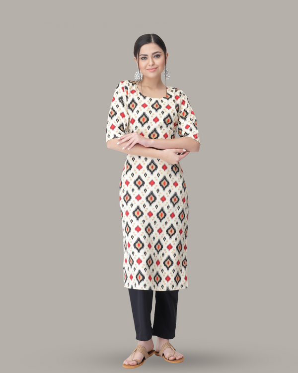 Pearl White Printed Kurta With Pant