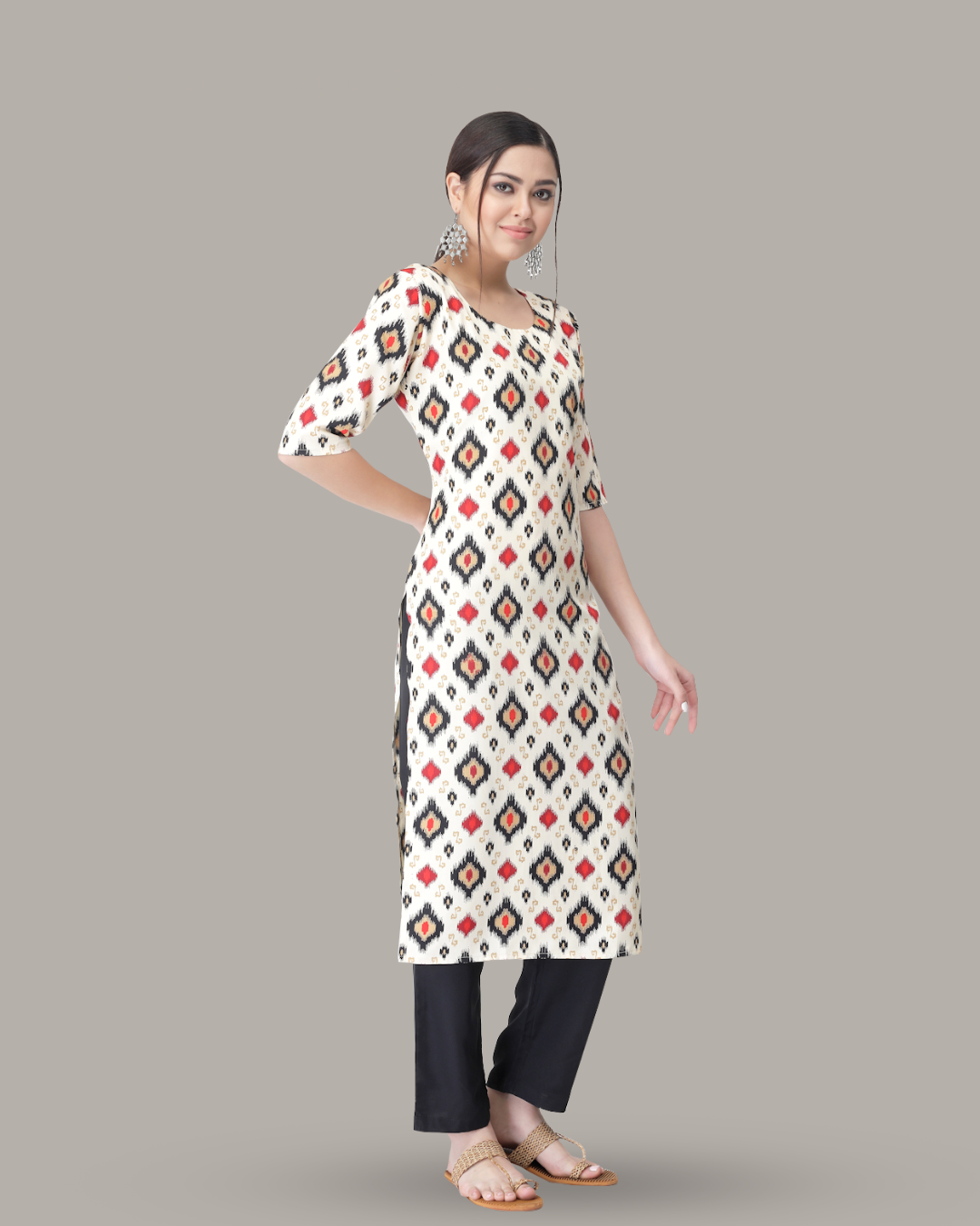 Pearl White Printed Kurta With Pant