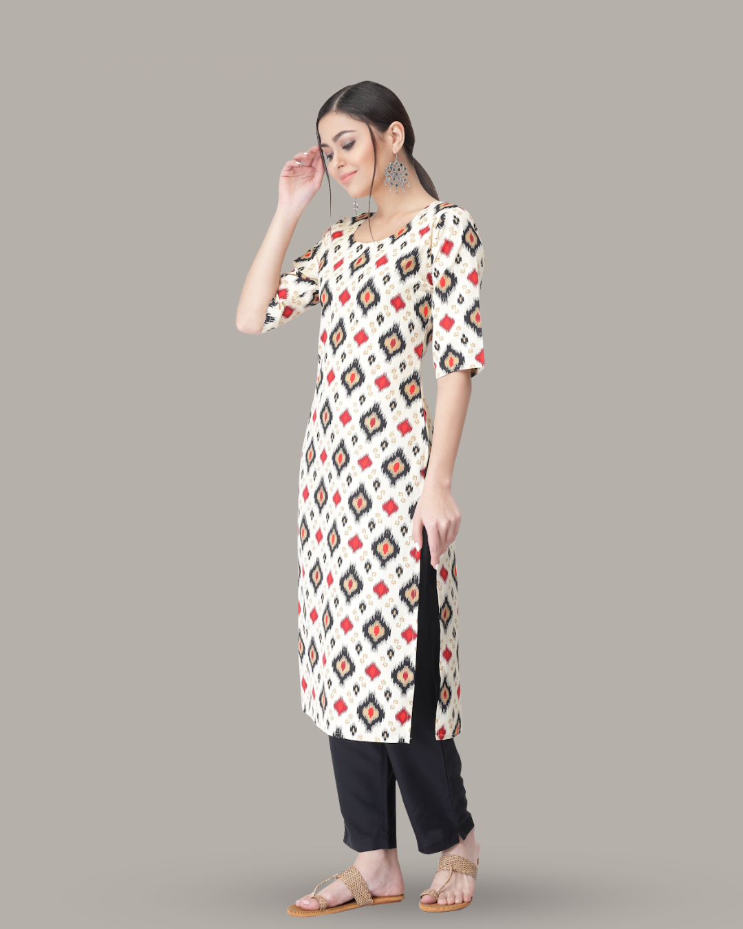 Pearl White Printed Kurta With Pant