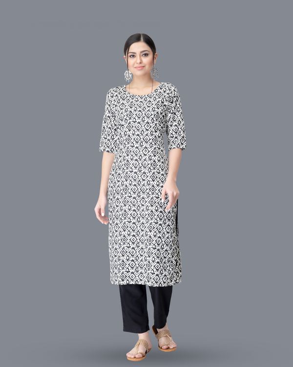 Charcoal Charm Printed Kurta With Pant