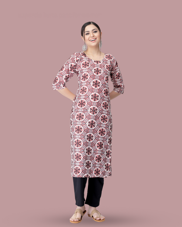 Mystic Maroon Circles Kurta With Pant