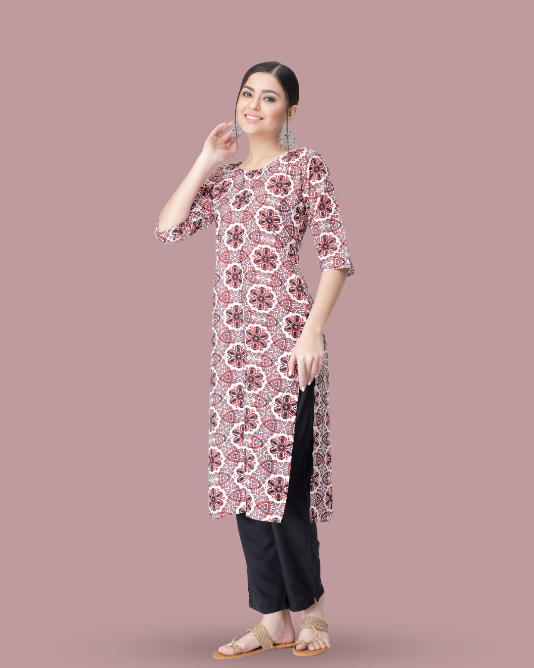 Mystic Maroon Circles Kurta With Pant