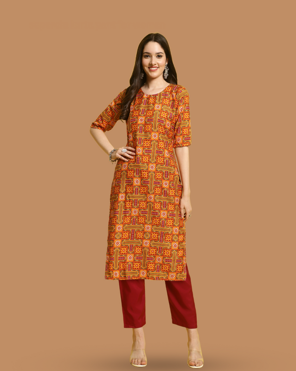 Colorful Fusion Printed Kurta With Pant