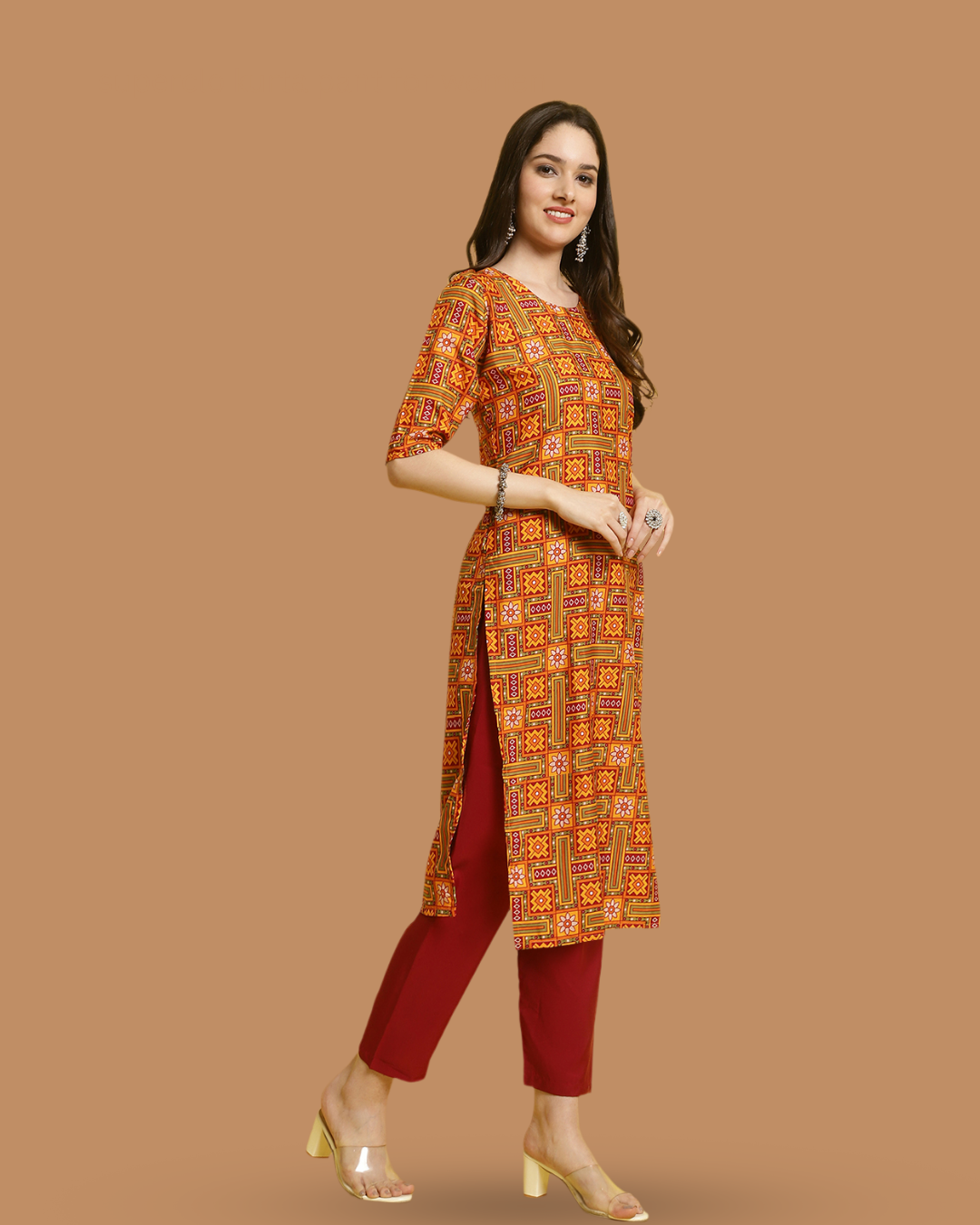 Colorful Fusion Printed Kurta With Pant