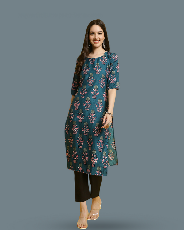 Blue Floral Delight Kurta With Pant