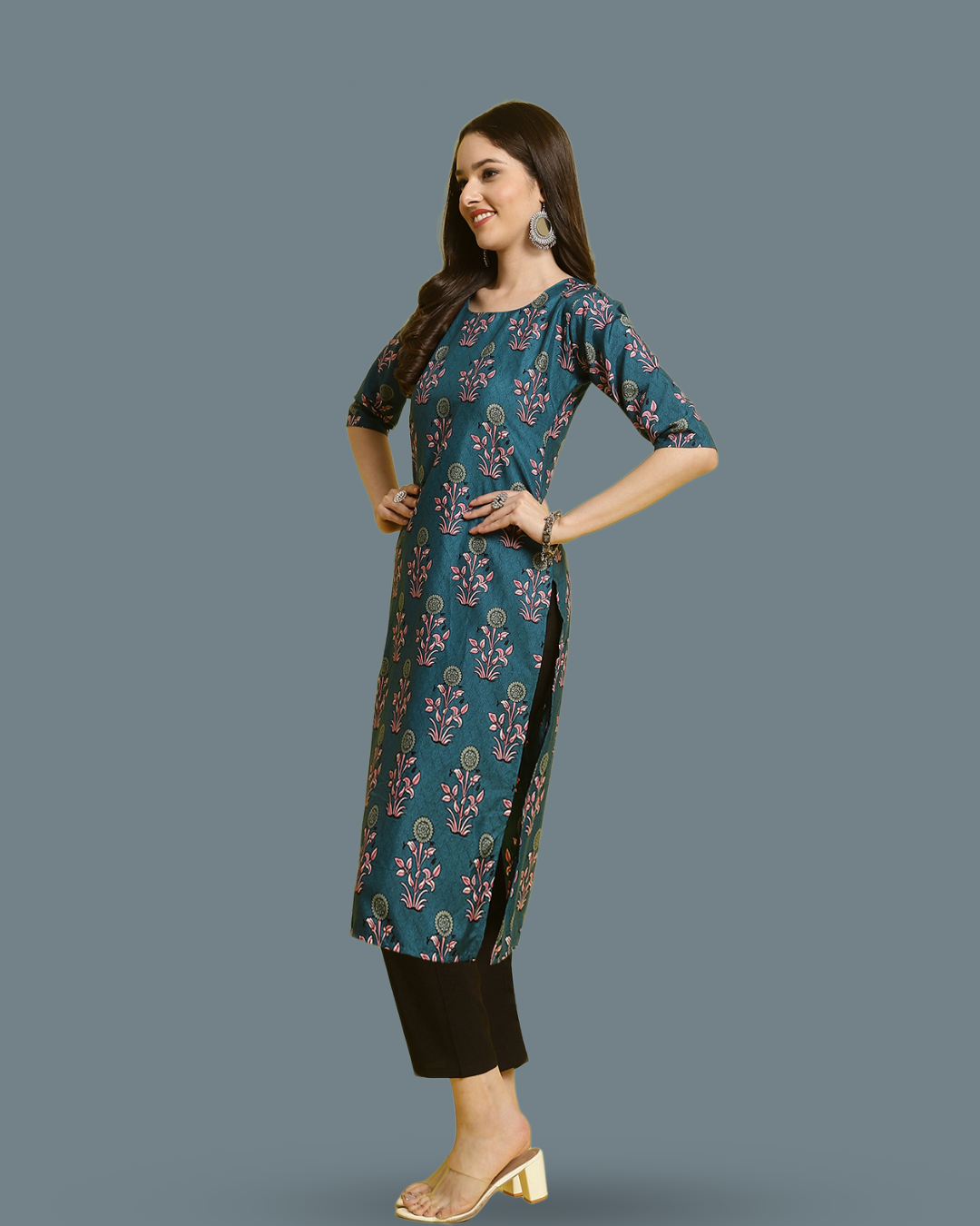 Blue Floral Delight Kurta With Pant