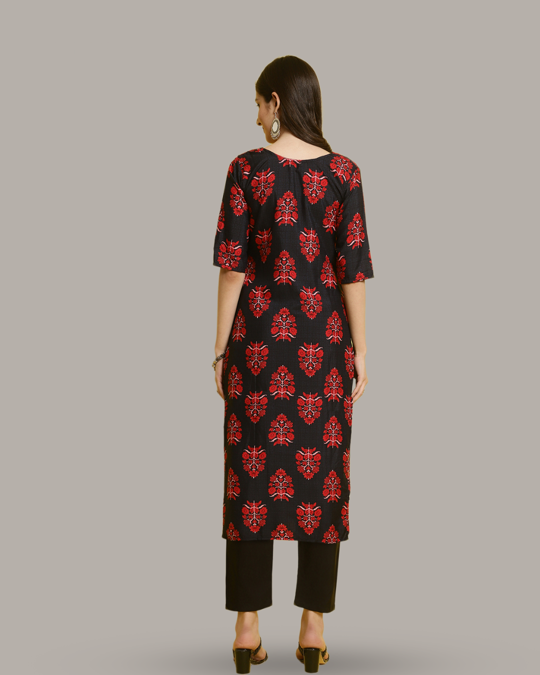 Navy Red Garden Kurta With Pant