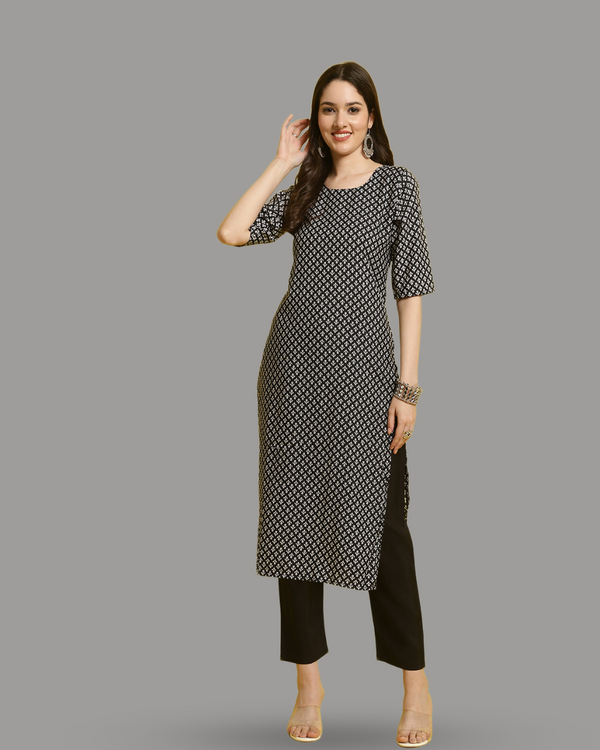 Charcoal Charm Printed Kurta With Pant