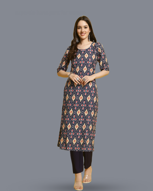 Vibrant Trio Printed Kurta With Pant