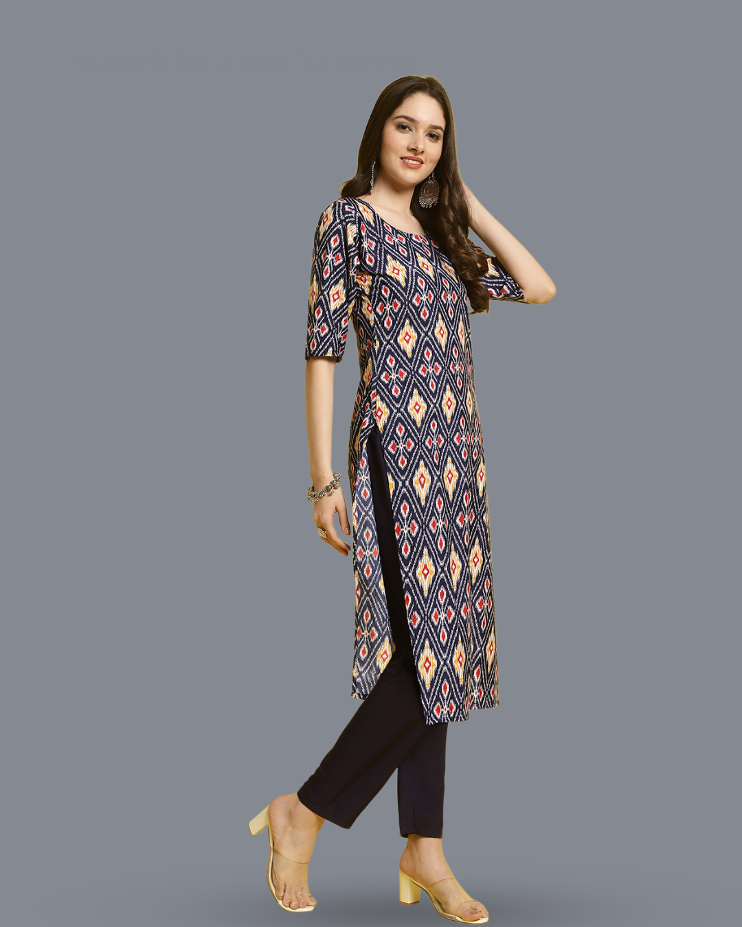 Vibrant Trio Printed Kurta With Pant