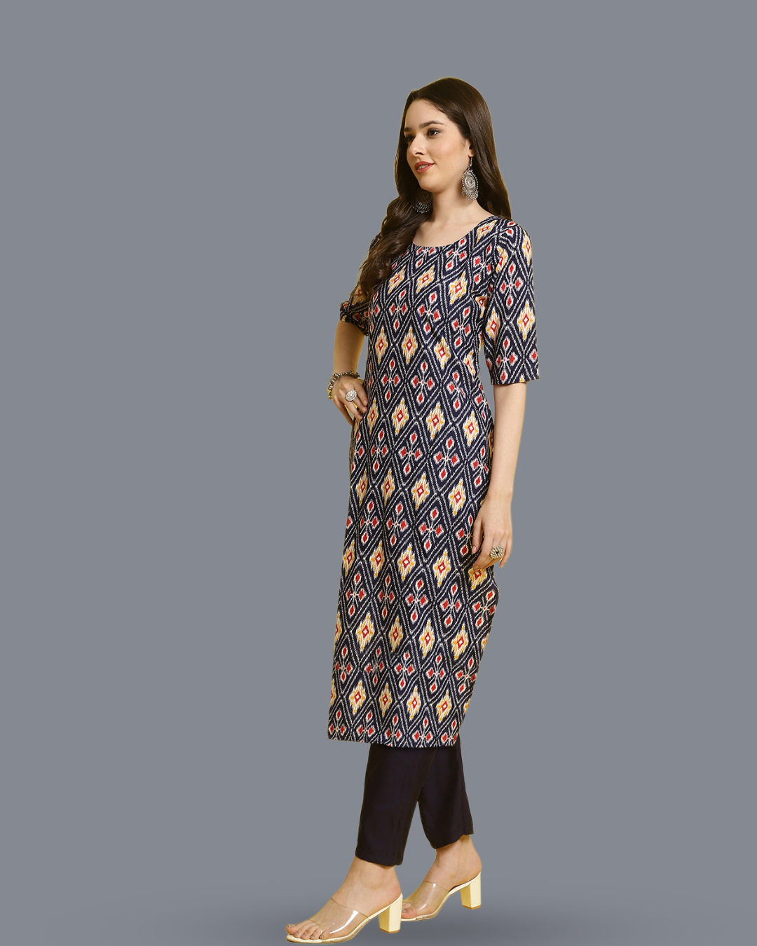 Vibrant Trio Printed Kurta With Pant