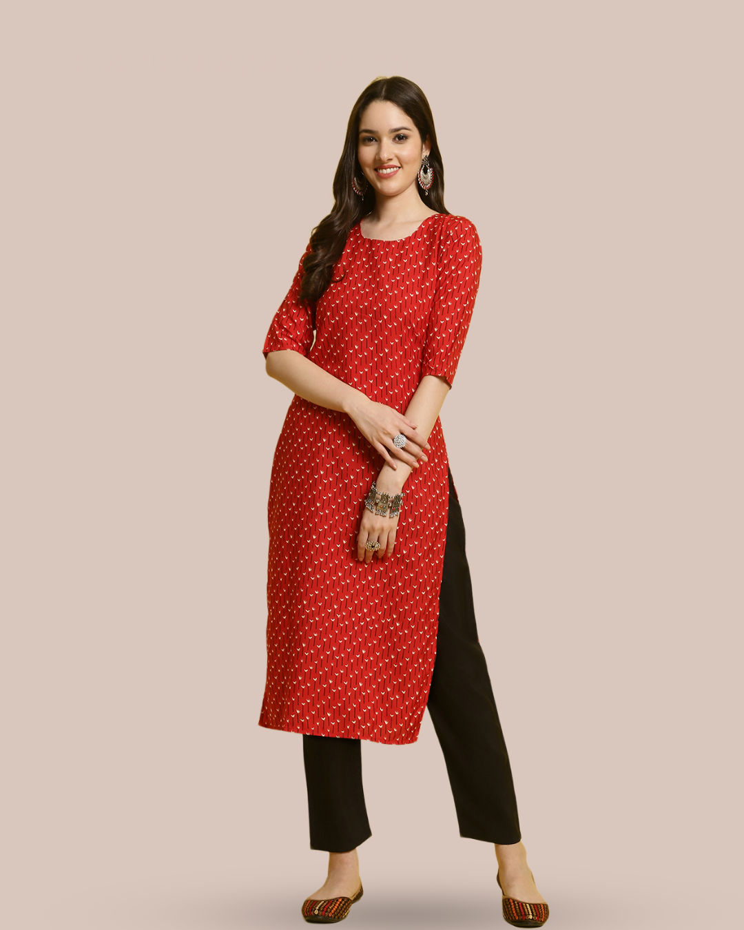Red Blossom Kurta With Pant