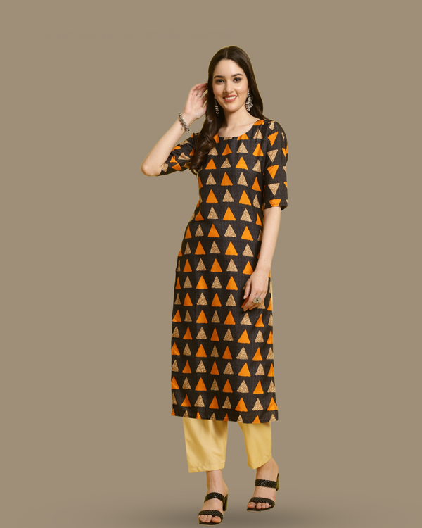 Triangular Charm Black Kurta With Pant