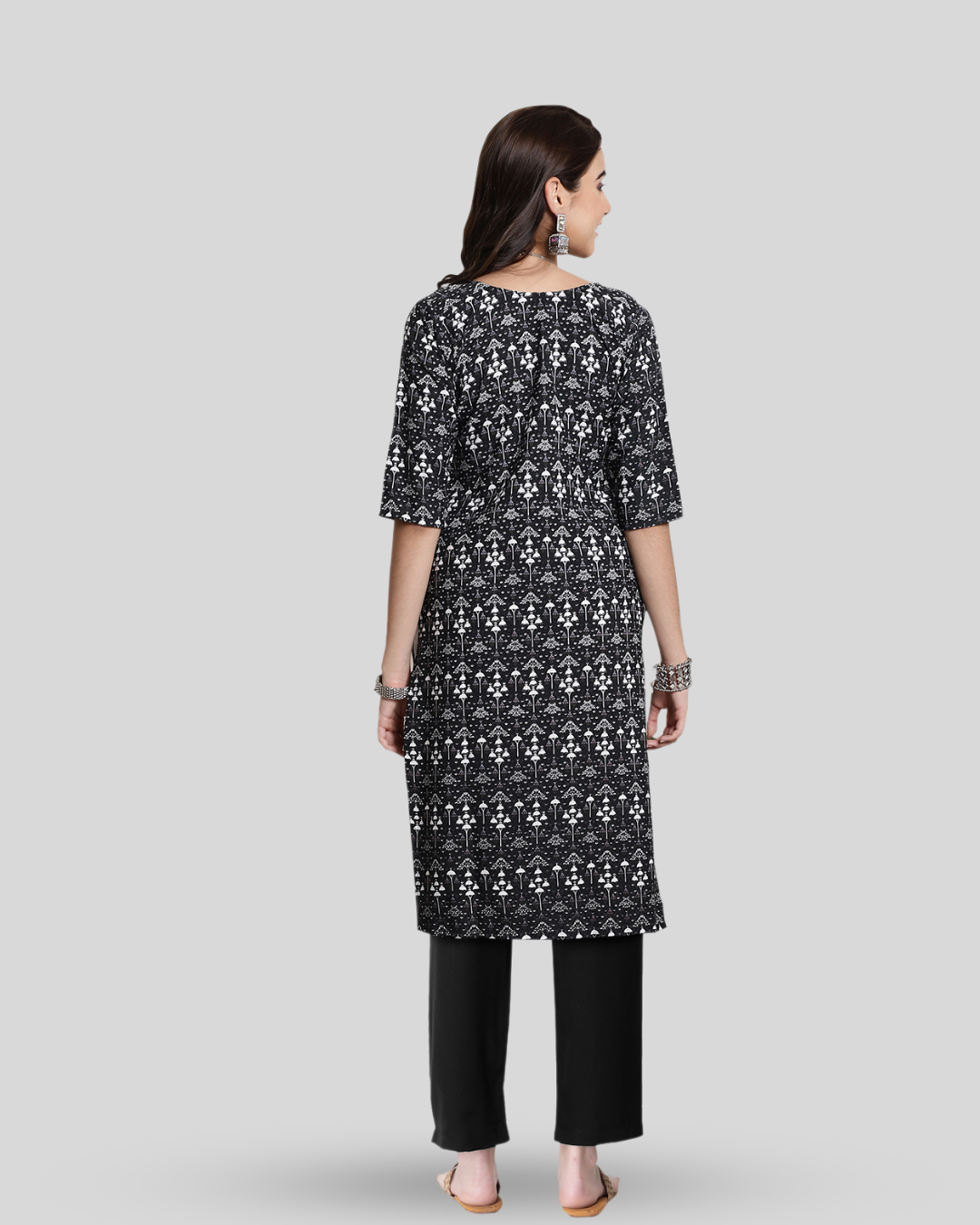 Chic Black Print Kurta With Pant