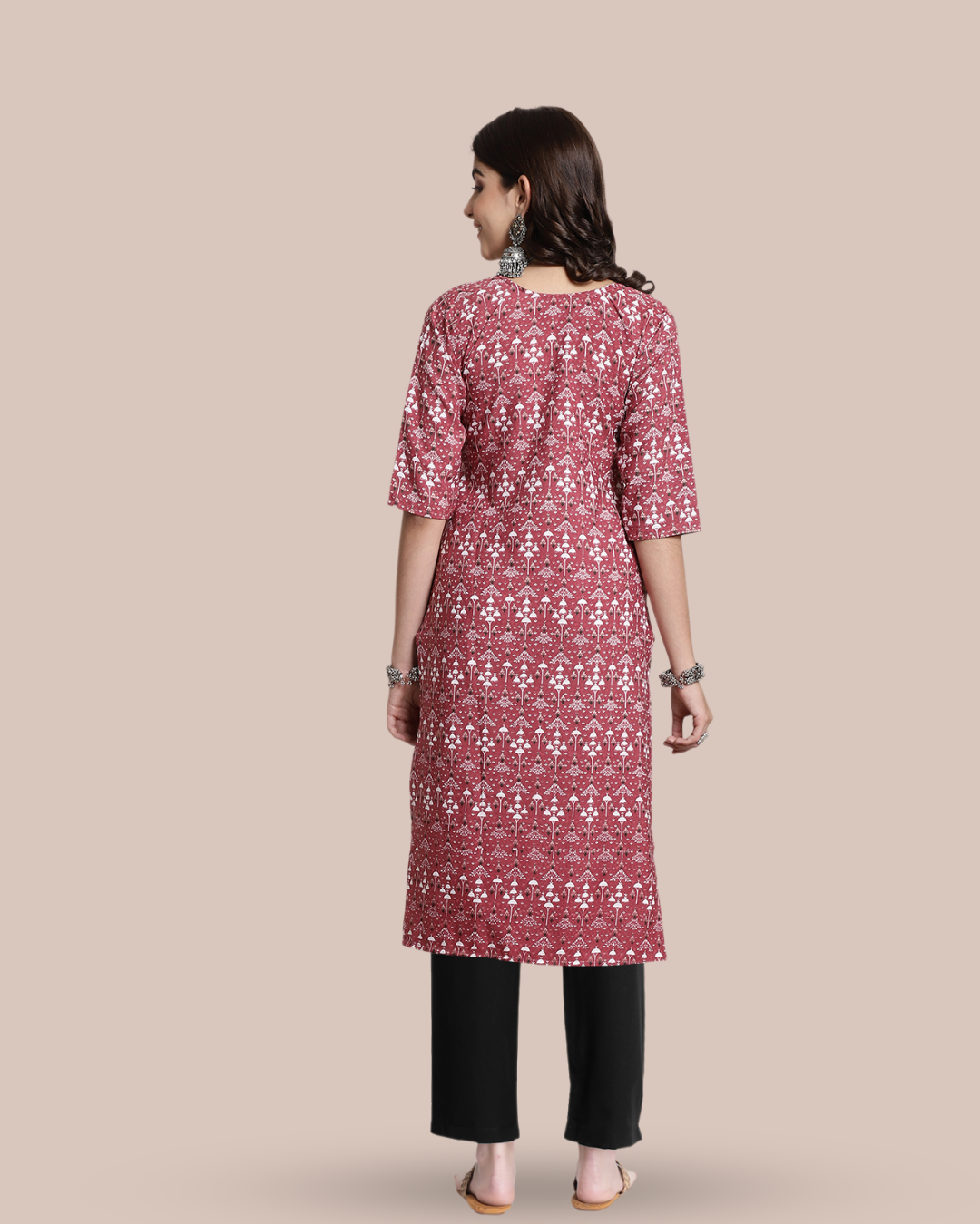 Chic Pink Print Kurta With Pant