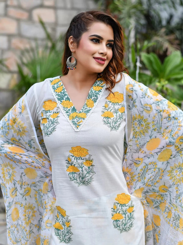 White and Yellow Fusion Suit - Set of 3