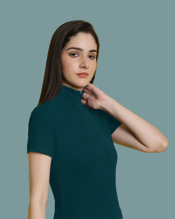 Bottle Green High Neck Top