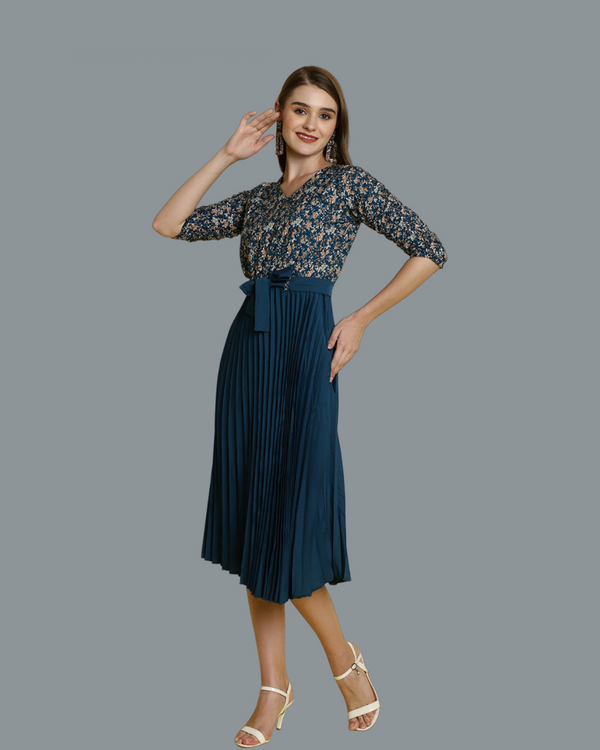 Midnight Majesty Pleated Maxi Dress