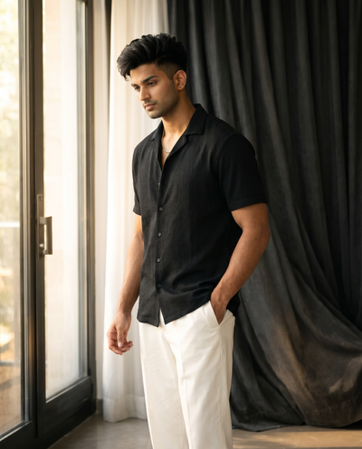 Shadow Black Textured Shirt