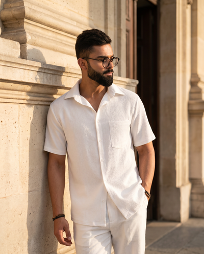 Crisp White Texture Shirt