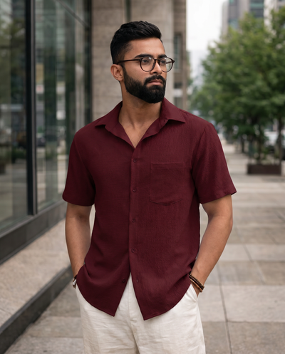 Textured Maroon Men's Classic Shirt