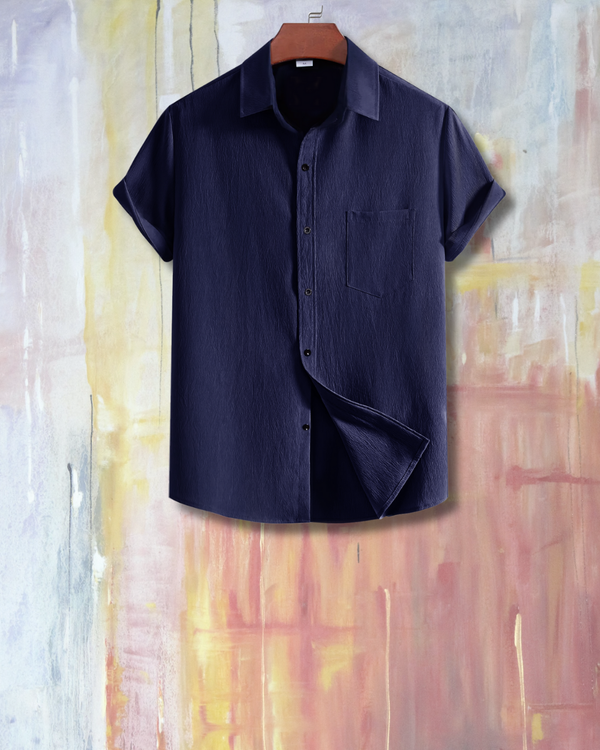 Nautical Blue Textured Shirt