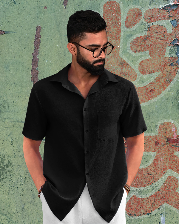 Shadow Black Textured Shirt