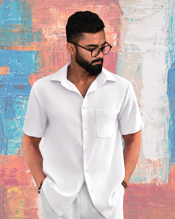 Crisp White Texture Shirt