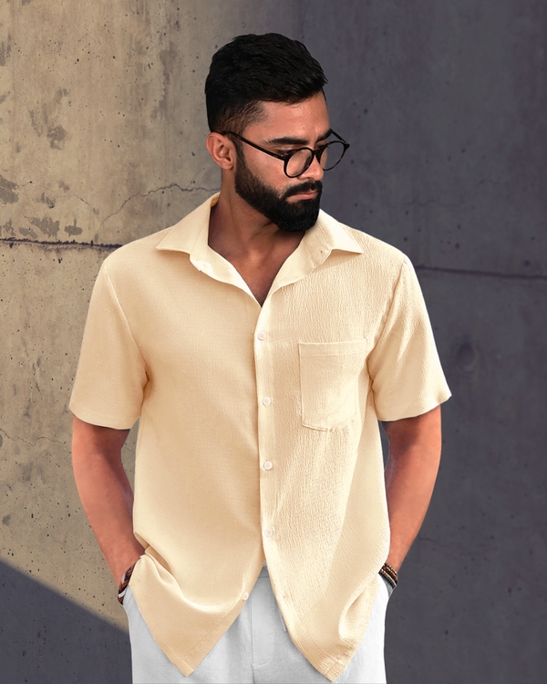 Soft Beige Textured Shirt