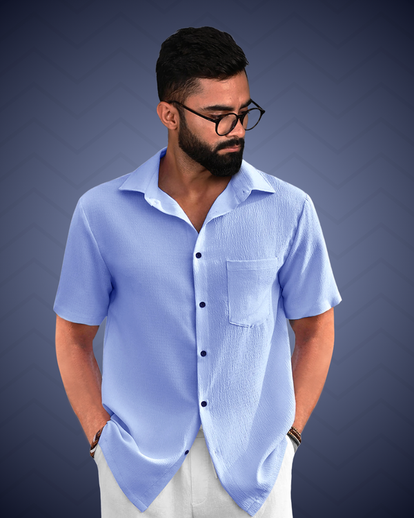 Powder Blue Textured Shirt