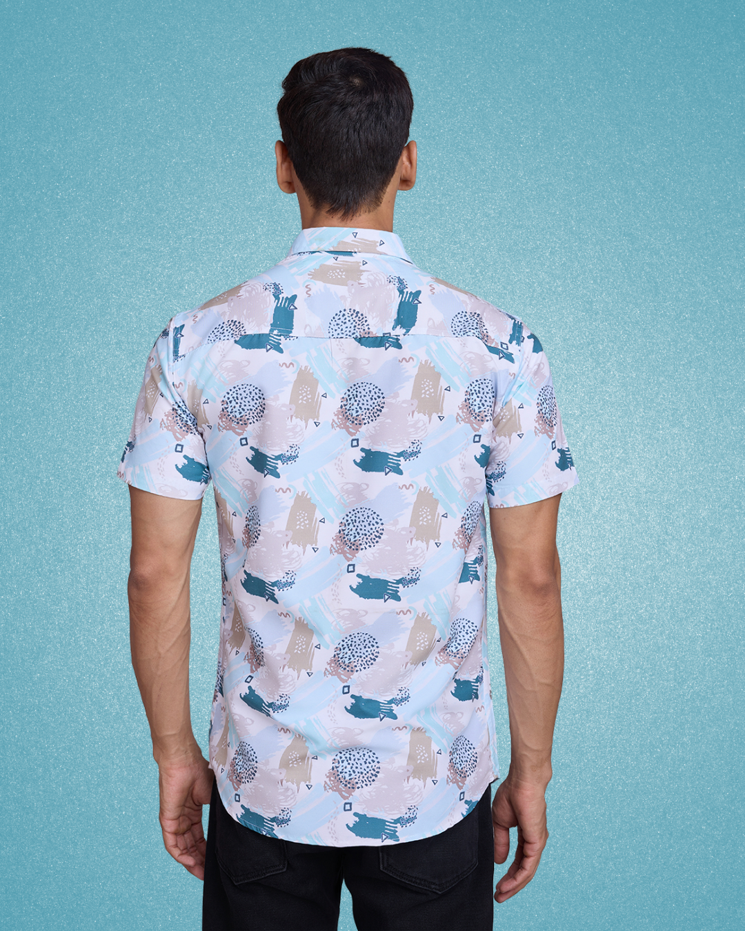 Creamed Blue Print Shirt