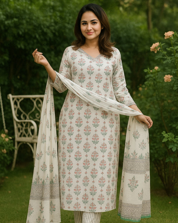 Classic and Chic White Kurta Set - Set of 3